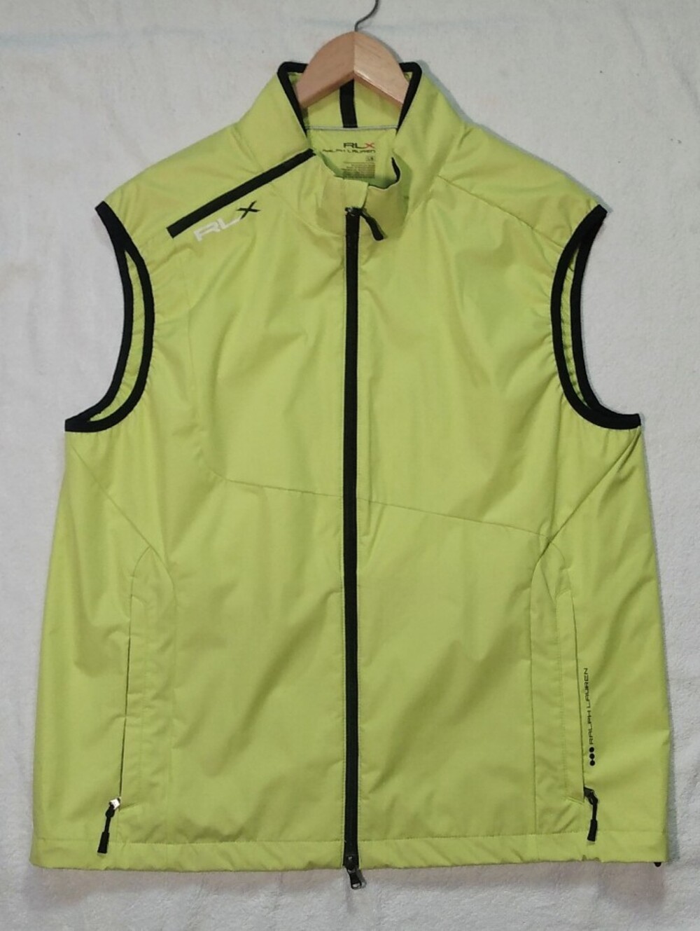 RLX RALPH LAUREN Golf Neon Lime Yellow Fluorescent Waterproof Outer Vest - L